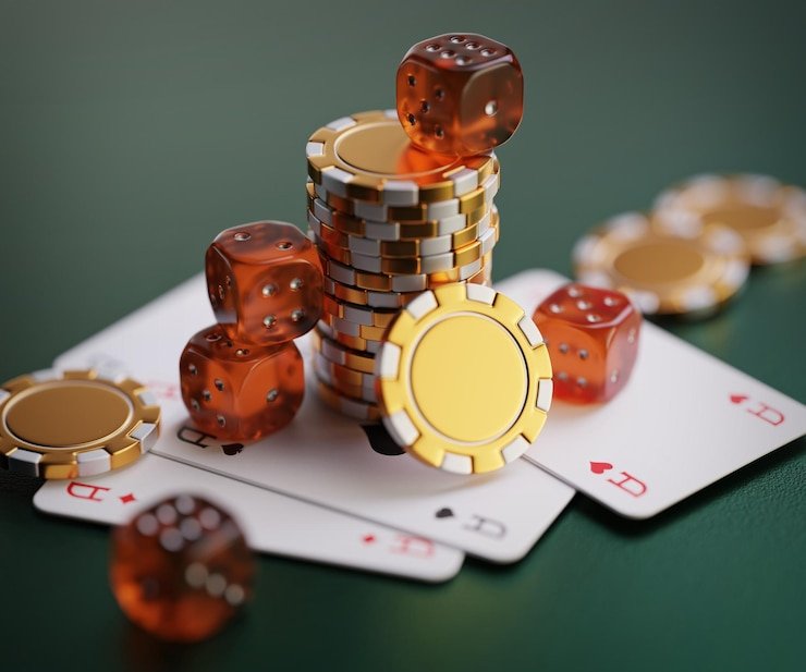 Studio kasino Lightning Dice dengan tiga dadu dalam mesin transparan dan layar hasil